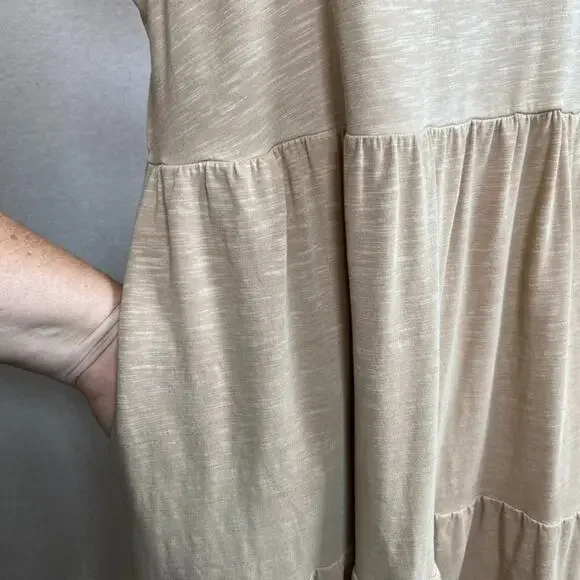 Old Navy Womens Tiered Midi Sundress Size L Boho Neutral Clean Girl Coastal - Picture 4 of 10